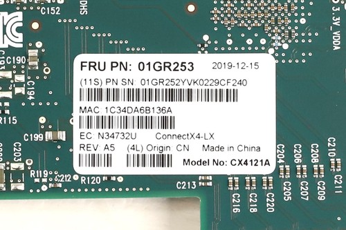 Lenovo ConnectX-4 CX4121A 2-Port 25GbE SFP PCIe Network Adapter FRU P/N: 01GR253 - Picture 3 of 3