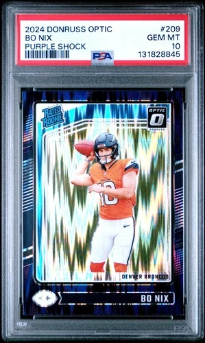 2024 PANINI DONRUSS OPTIC PURPLE SHOCK #209 BO NIX PSA 10