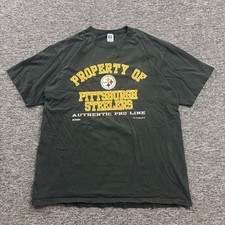 Vintage 90s Russell Athletic Pittsburgh Steelers T-Shirt Made in USA Black XL