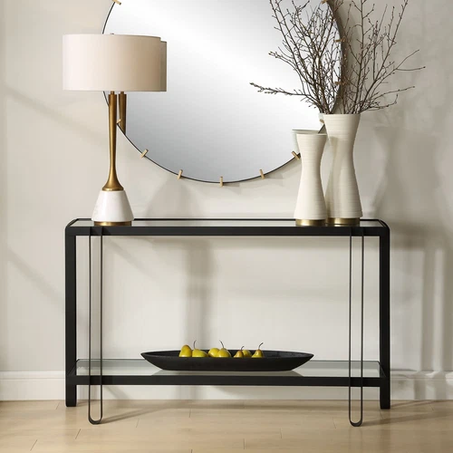 Uttermost Shadow Black Iron Console Table - Picture 1 of 6