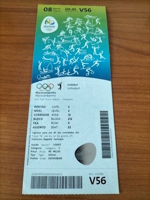 Used Ticket Olympic 08.08. 2016 Rio Olympia V56 Volleyball 2