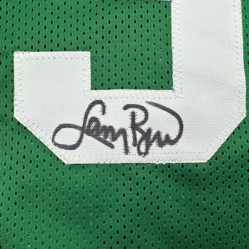 Autographed/Signed Larry Bird Boston Green Basketball Jersey Beckett BAS COA - Image 3 of 4