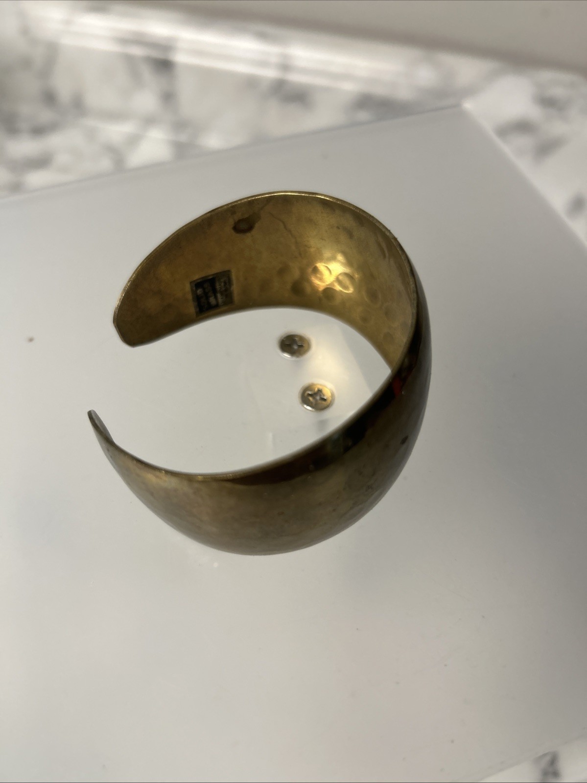 Handmade Solid Brass Cuff Bracelet Hammered Finis… - image 10