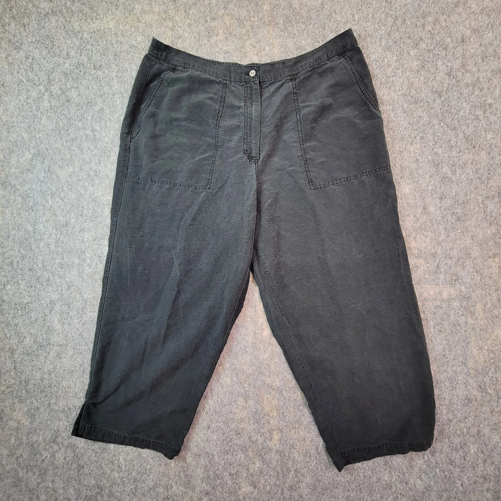 Liden Hill 100% Silk Capri Pants Women's Size X Black Lightweight Cropped Casual