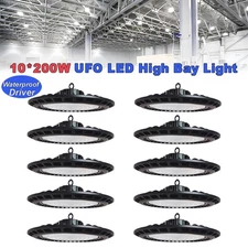 10 Pack 200W Round Led Light High Bay UFO Lights Warehouse Garage Shop Lights
