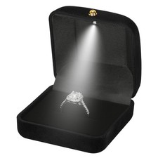 Velvet Wedding Ring Gift Box with LED Light, Small Jewelry Earring Studs Hold...