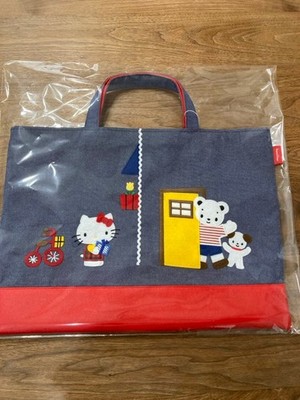 Familia Denim Tote Bag Navy Rot Hello Kitty Bestickt Groß Neu