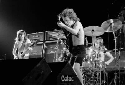 Malcolm Young Angus Young Phil Rudd From ACDC Perform Live 1 Old Music Photo