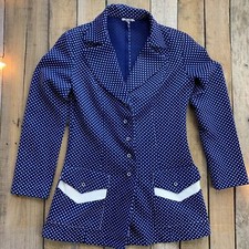 Paddle Saddle Vintage Blue White Blazer Jacket Womens