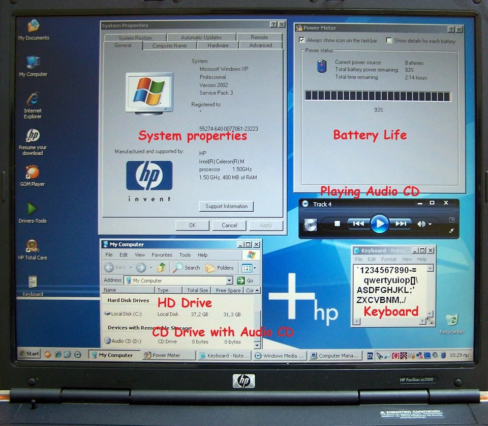HP ZE-2000 Laptop 15" Intel Celeron M 1.5GHZ 512GB ram 40GB HD -ze2101 4125 5730 - Image 2 of 4