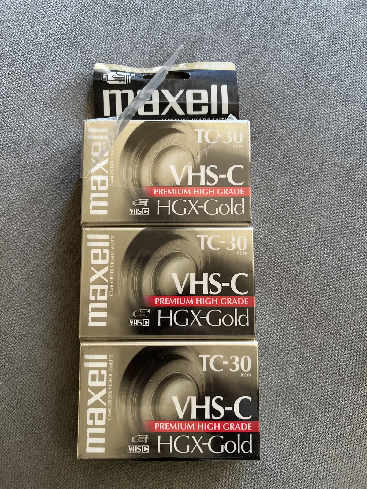 Maxell Camcorder Video Tapes VHS-C TC-30 HGX Gold Premium High Grade 3 Pack- New-image