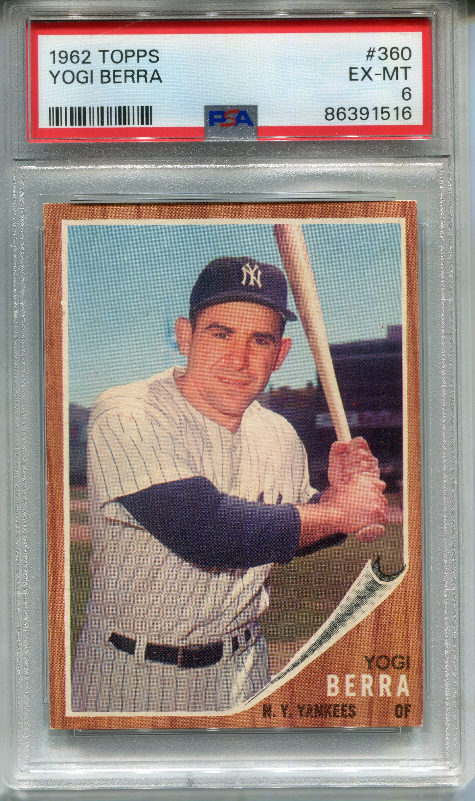 1962 Topps #360 Yogi Berra PSA 6 EX-MT New York Yankees
