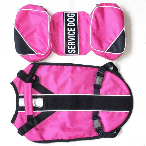 SERVICE DOG BACKPACK Harness vest W/ Removable Saddle Bags + 2 label Patches - Picture 13 of 55
