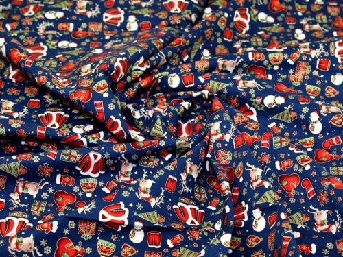 Minerva Metallic 100% Cotton Fabric Navy - per metre