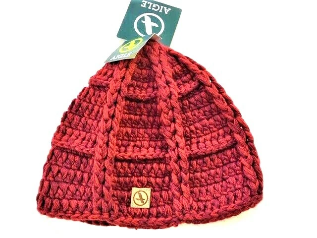 Aigle actimum men's Beanie Res burgundy Cap Hat Solid Knit One size fit all New