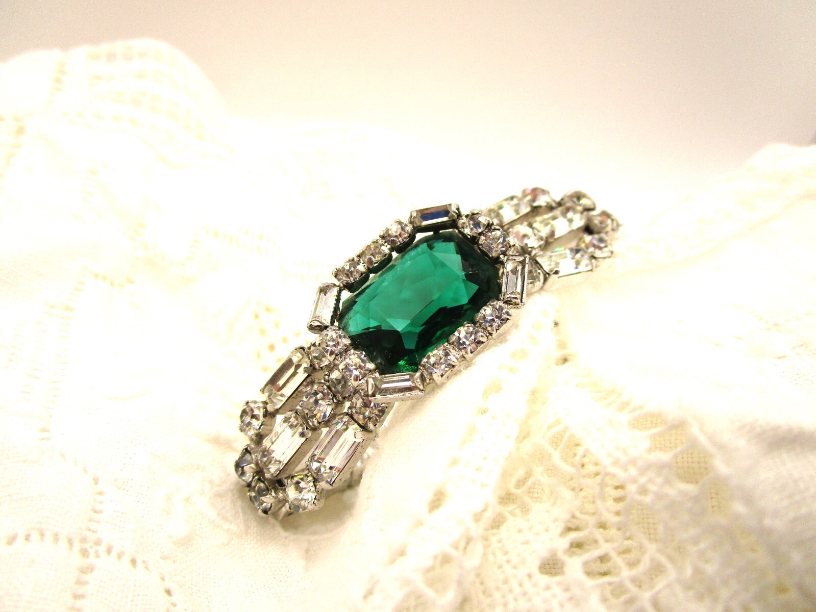 Christian Dior by Kramer Bracelet Art Deco Large Emer… Gem