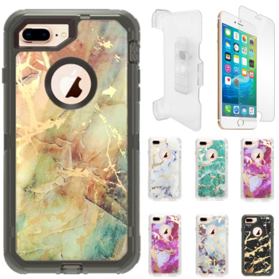 Marble Defender Case For iPhone 6S/7/8 Plus XR/Max with Screen & Belt Clip