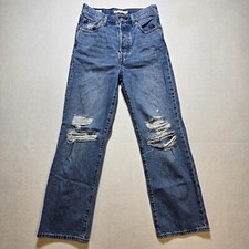 Levi's Ribcage Straight Ankle Woman's Jeans Blue Denim Size 25 X 27