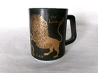 Vintage HOROSCOPE ASTROLOGY COFFEE MUG - LEO the LION - Black & Gold