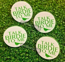 4 x 25MM " TALK BIRDIE TO ME " NOVELTY STUDDED PLASTIC GOLF BALL MARKERS