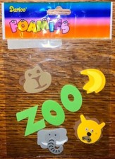 Darice Foamies Zoo Animals Monkey Elephant Lion Bananas Foam Scrapbook Stickers