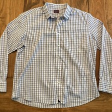 UNTUCKIT Mens XXL Blue/White Checked Long Sleeve Button Up Shirt EUC Ships Free