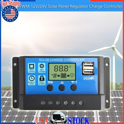 12/24V Charge Controller Regulator Auto Focus Tracking Panel PWM Solar 10-60A