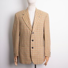 Vintage MISSONI UOMO Men's Three Buttons Camel Check Pure Wool Blazer Size 50 R