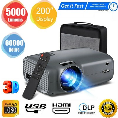 Portable Projector 1080P HD Video Mini Heimkino Beamer w/ USB HDMI VGA Output