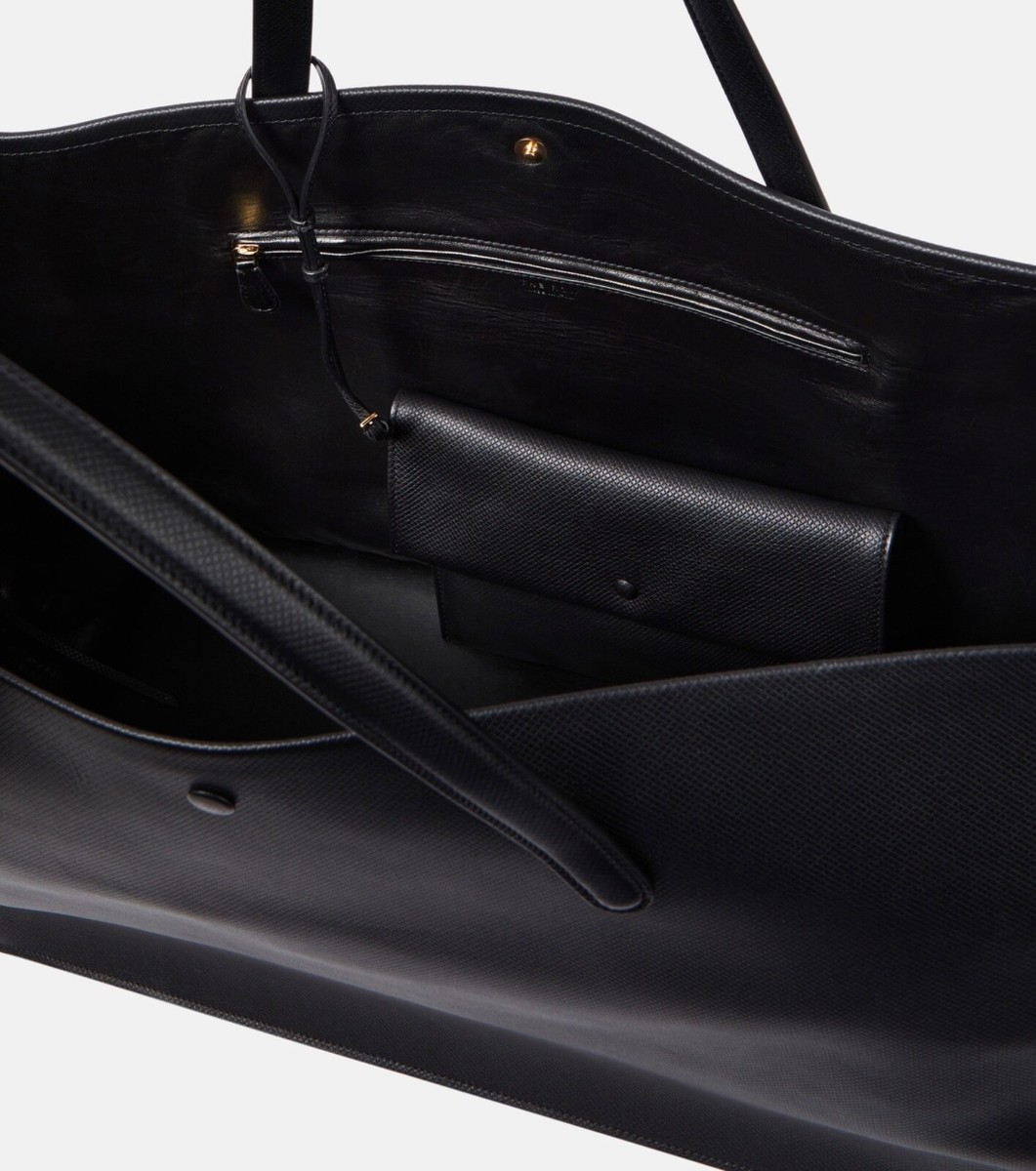 THE ROW Idaho XL Tote Bag in Black Textured Leather | eBay