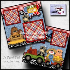 State Fair 2 premade scrapbook pages paper piecing layout printed 4H Cherry