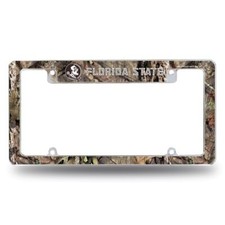 Florida St Seminoles Chrome Metal License Plate Frame With Mossy Oak Camo Design Florida St Seminoles Chrome Metal License Plate Frame With Mossy Oak Camo Design