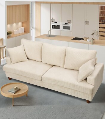 3-Sitzer Corduroy Sofa Couch Love Seat Sofa Couch Lounge Armrest mit Pillows DE