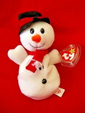 Original Retired Ty Beanie Baby SNOWBALL the Snowman, 1996, PVC Pellets, MWMT's