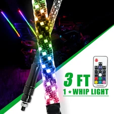 3ft Lighted Spiral LED Whip  Bluetooth&Remote for ATV Polaris RZR UTV