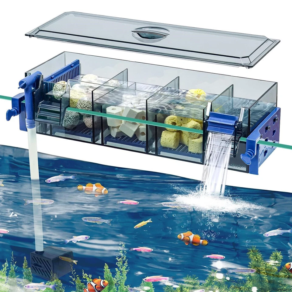Multi-Layer Aquarium Filter for 5-30 Gallon Fish Tanks Oxygenating Water Wheel - Image 2 of 4