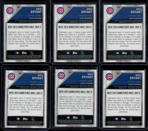 2015 Bowman's Best #50 Kris Bryant RC 6 Card Lot Rookie Chicago Cubs - Picture 2 of 2
