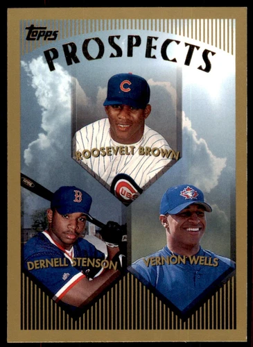 1999 Topps Roosevelt Brown/Dernell Stenson/Vernon Wells Rookie Baseball Card