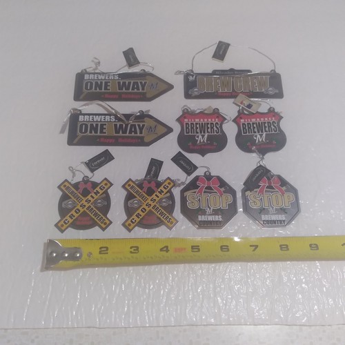 9 RARE HTF MILWAUKEE BREWERS FOREVER COLLECTIBLES METAL HOLIDAY TREE ORNAMENTS