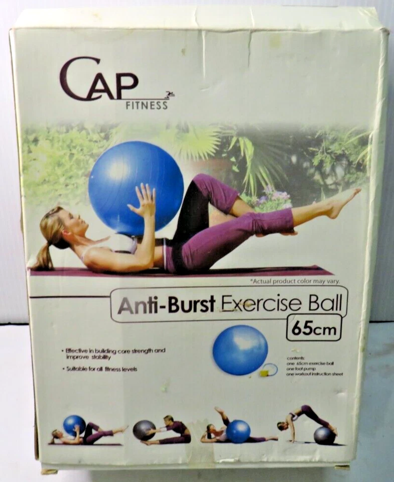 Anti Burst Exercise Ball Build Core Strength Back ABS Pump 65cm Cap Fitness new - Image 3 of 4