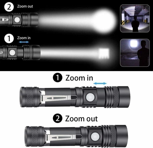 Super Bright 90000LM LED Tactical Flashlight Zoomable With Rechargeable Battery - Picture 6 of 10