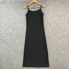 Cotton On Dress Womens M Medium Black Ribbed Midi Sleeveless Stretch 46217