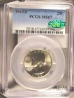 CAC Stickered Bright White 1948-S Washington Silver Quarter MS67 PCGS