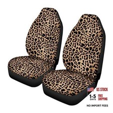 Trendy Leopard Animal Print Car Front Seat Covers Set Of Brown Leopard Printed