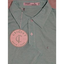 Criquet Men  s Players Polo Shirt Heathered Blue XL Organic Cotton Golf NWT