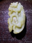Rare Antique/ Vtg. Chinese HK Export Chicken Bone Jade Dragon Pendant — photo 2