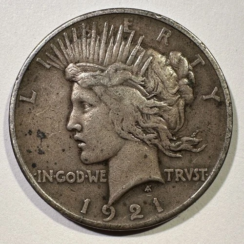 1921 Peace Dollar High Relief Original Surfaces Reverse Scratches Album Coin