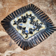 Ladies Belt Buckle Fused Glass on Copper Large Diamond Shape ART to WEAR