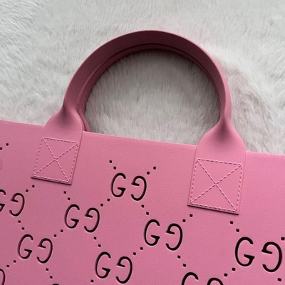 GUCCI Children's GG Logo Tote Bag with Punching Logo Rubber Pink