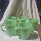 5 vintage Fire King Jadite Green Coffee Cups